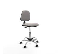 Taburete isso cp similpiel blanco sin brazos base cromada ruedas autof