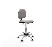 Taburete isso cp similpiel blanco sin brazos base cromada topes
