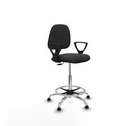 Taburete isso cp similpiel gris oscuro brazos fijos base cromada topes