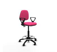 Taburete isso cp similpiel rosa brazos fijos base poliamida ruedas eng