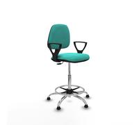 Taburete isso cp similpiel turquesa brazos fijos base cromada topes