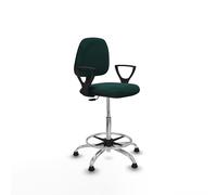 Taburete isso cp similpiel verde botella brazos fijos base cromada top