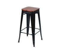 7house Taburete Medio Industrial Apilable de Acero y Madera 43x43x76cm 7house
