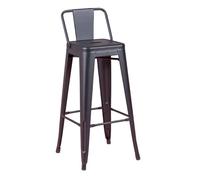 Taburete metálico industrial con respaldo bajo (76cm) - bistro