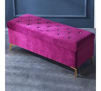 Taburete moderno de piel sintética con tapicería de terciopelo, elegante con botones, para decoración de sala de estar y entrada, tamaño grande de 31x17x18in / 80 x 42 x 45 cm
