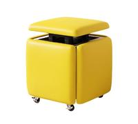 Taburete otomano apilable de cuero 5 en 1 con ruedas giratorias, taburete otomano anidado, taburete de maquillaje multifuncional para dormitorio, sala de estar, comedor, gris, pequeño
