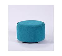 Taburete otomano de tela de estilo nórdico, taburete otomano de madera maciza, taburete bajo, cambiador de zapatos, reposapiés pequeño creativo para sala de estar (azul)