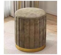 Taburete otomano pequeño redondo de terciopelo para sala de estar y dormitorio, reposapiés tapizado moderno, color rosa