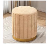 Taburete otomano pequeño redondo de terciopelo para sala de estar y dormitorio, reposapiés tapizado moderno, color rosa