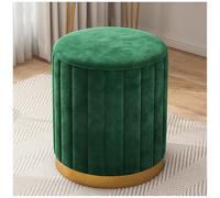 Taburete otomano pequeño redondo de terciopelo para sala de estar y dormitorio, reposapiés tapizado moderno, color rosa