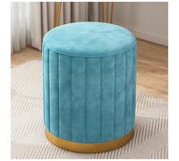 Taburete otomano pequeño redondo de terciopelo para sala de estar y dormitorio, reposapiés tapizado moderno, color rosa