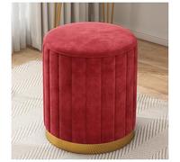 Taburete otomano pequeño redondo de terciopelo para sala de estar y dormitorio, reposapiés tapizado moderno, color rosa