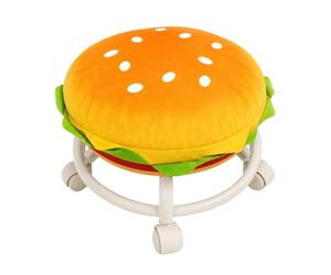 Taburete para hamburguesas, ruedas de asiento con ruedas, almohadilla | Taburete para hamburguesas, asiento pequeño con ruedas, cojín suave, silla con ruedas, para el hogar, balcón, apartamento
