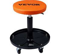 Taburete para mecánico, con capacidad de hasta 113 kg, con ruedas neumáticas, ideal para talleres y garajes. Asiento acolchado ajustable en altura de 56 a 71 cm, con bandeja para herramientas. Color: