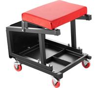 Taburete para mecánico con ruedas, asiento giratorio, capacidad de carga de 136 kg, ideal como asiento de trabajo o escalón