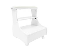 Taburete para pedicura, reposapiés de manicura con ruedas y cajón, taburete ajustable en altura con acolchado de PVC suave para baño de pies, relajación en casa y salón (blanco)