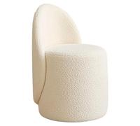 Taburete para tocador - Taburete para maquillaje - Taburete para vestidor - Taburete con asiento - Taburete de madera - Tapizado en color beige - Con respaldo
