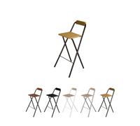 Taburete Plegable Alto de Metal Extra Grueso con Reposapies para Cocinas y Bar | Silla con Respaldo Resistente
