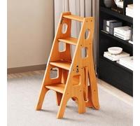 Taburete plegable con asa, estante de almacenamiento de 3 niveles para el hogar, taburete de escalera multiusos que ahorra espacio para cocina, dormitorio, uso en interiores