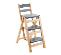 Taburete plegable de 3 escalones, taburete de bar plegable de madera maciza, taburete alto de altura de mostrador, taburete portátil para cocina de adultos