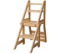 Taburete plegable de 3 escalones, taburete de madera resistente con bloqueo de seguridad, silla multiusos para el hogar y estante para flores, taburete portátil antideslizante para cocina, baño