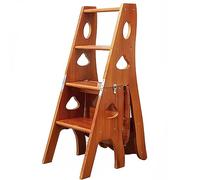 Taburete plegable de madera 3 en 1, escalera de biblioteca y estante de almacenamiento, escalera portátil que ahorra espacio para el hogar, cocina, oficina