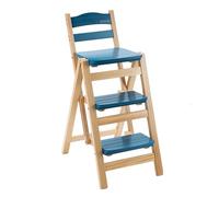 Taburete plegable de madera, escalera de 3 escalones para adultos, taburete alto multifuncional de altura de mostrador, escalera de cocina plegable portátil, resistente y antideslizante