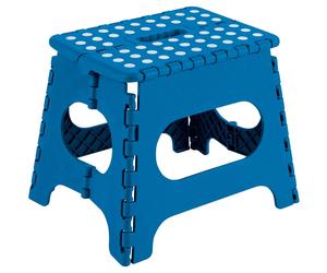 Taburete plegable multiusos infantil azul de varias medidas de altura: 27 cm, 32 cm y 39 cm Arregui, ideal para niños con asa para transportar, Modelos: TB-027-A TB-032-A TB-039-A