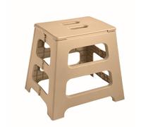 Taburete plegable para niños y adultos, hasta 120 kg, revestimiento antideslizante con práctica asa, extremadamente ligero, 39 cm de alto, plástico, color azul petróleo o beige (beige)