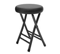 Taburete plegable sin respaldo de 50 cm con capacidad de 136 kg - Silla redonda acolchada portátil ligera para cocina, sala de juegos y recreación - Elegante color negro