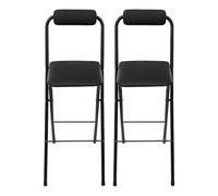 Taburete Plegable, Taburete plegable reforzado, Silla alta plegable Lot2 | Asiento acolchado de altura 75 cm, 125 kg, para cocina, bar, salón, estructura de acero x reforzado, plegable ultra plano
