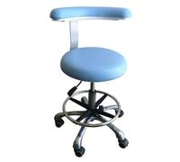 Taburete profesional auxiliar dental con reposabrazos giratorio de 360°, altura ajustable, silla de sillín de piel sintética para uso en salón dental y spa