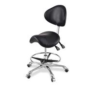 Taburete profesional con respaldo y ruedas de bloqueo, giratorio de 360° y silla ergonómica ajustable en altura para oficina, hogar y tienda, taburete rodante resistente