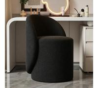 Taburete redondo de terciopelo de cordero sintético, silla de maquillaje giratoria de 360° con respaldo para dormitorio, sala de estar, tocador y balcón