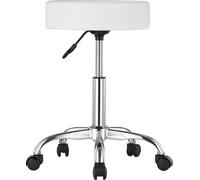 Taburete redondo giratorio con ruedas, ajustable en altura, de color blanco