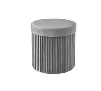 Relaxdays Taburete de terciopelo con almacenaje gris