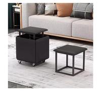 Taburete rodante 5 en 1 con ruedas, asiento de maquillaje multifuncional y reposapiés de cuero, cubo versátil para decoración de sala de estar y dormitorio (negro)