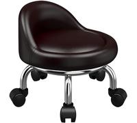 Taburete rodante resistente con respaldo y giratorio, taburete de trabajo multifuncional para casa, oficina, garaje, tienda, capacidad de 300 libras, color negro