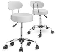 Taburete Roll set de 2 blanco giratorio 360° con respaldo