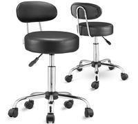 Taburete Roll set de 2 negro giratorio 360° con respaldo