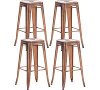 Taburete rústico Cielo para interior y exterior, color cobre, diseño industrial, con respaldo, ideal para cocina y bar, con asiento de metal