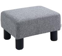 Taburete - Taburete con asiento - Tapizado con aspecto de lino - Acolchado - Capacidad de carga hasta 110 kg - 40 x 30 x 24 cm - Gris claro