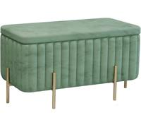Taburete tapizado capitoné con patas de metal, tapa de cofre acolchada, lujoso banco otomano de terciopelo para almacenamiento, banco para el pie de la cama para la entrada de la sala de estar - Verd