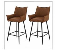 Taburetes altos 51 cm - diseño vintage con reposabrazos curvados, respaldo ergonómico, set de 2 - marrón