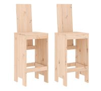 Taburetes altos de cocina 2 unidades madera maciza pino 40x42x120 cm