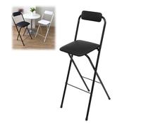 Taburetes Altos de Cocina Plegable Taburete Plegable Alto, 65cm con Respaldo Taburetes Altos Plegables con Reposapiés para Dormitorio Cafetería Cocina Ligeras y Versátiles(Black,2 Piece - 65cm/25.5in)