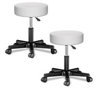 Taburetes con ruedas Set de 2 giratorio 360° blanco