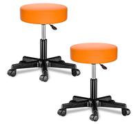 Taburetes con ruedas Set de 2 giratorio 360° naranja