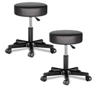 Taburetes con ruedas Set de 2 giratorio 360° negro