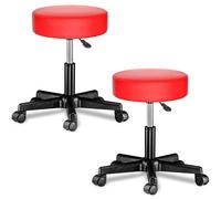 Taburetes con ruedas Set de 2 giratorio 360° rojo